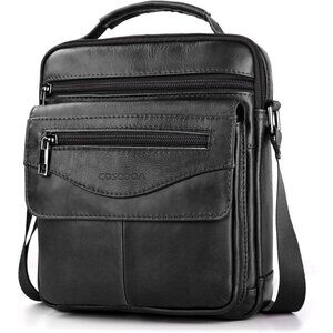 💫 Coscooa Crossbody Bags Men Black Leather Purse Satchel Travel Messenger bag
